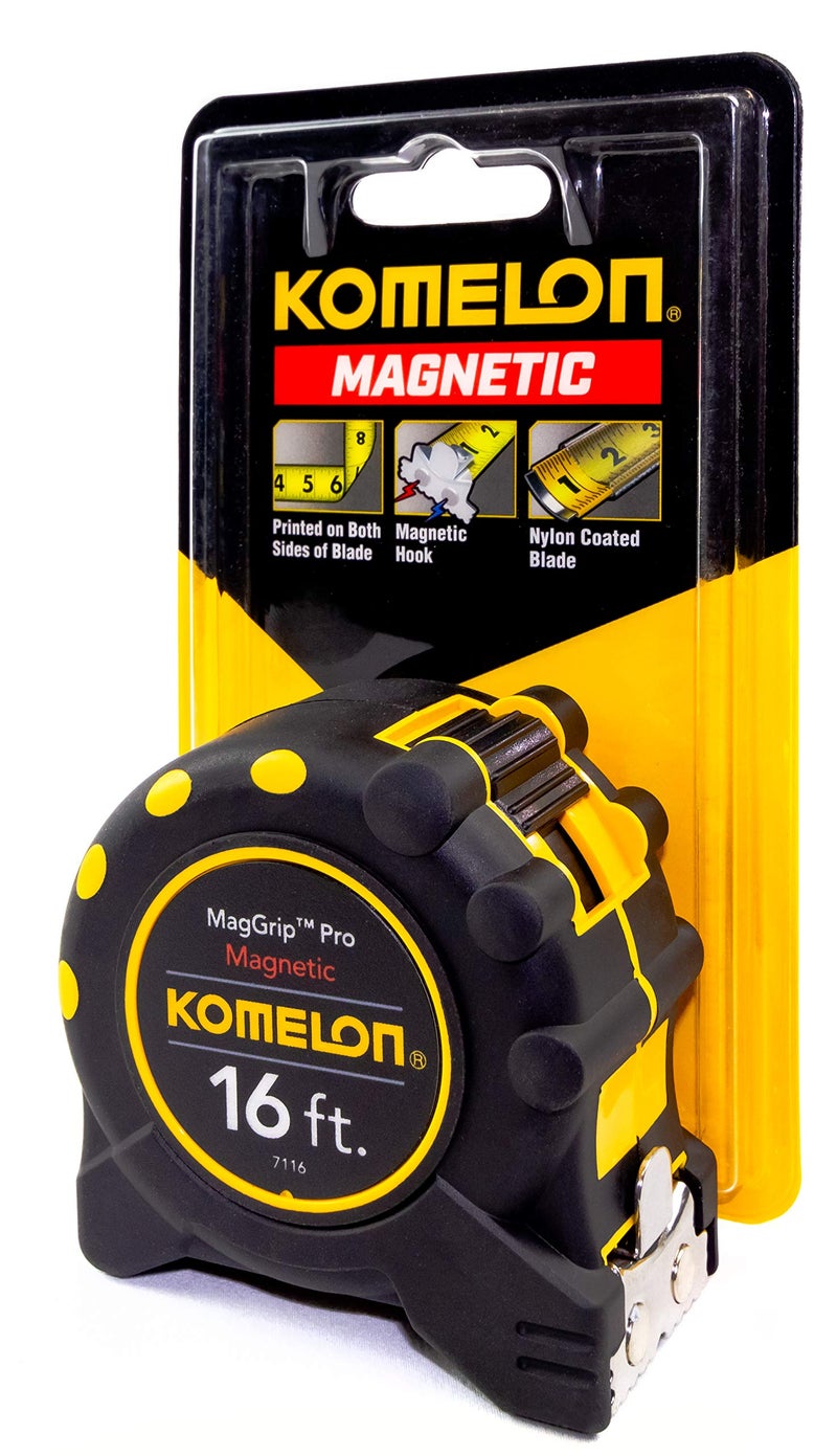 Komelon 7116; 16' x 1" Magnetic MagGrip Pro Tape Measure, Yellow/Black, 16ft - Blade - Image 2